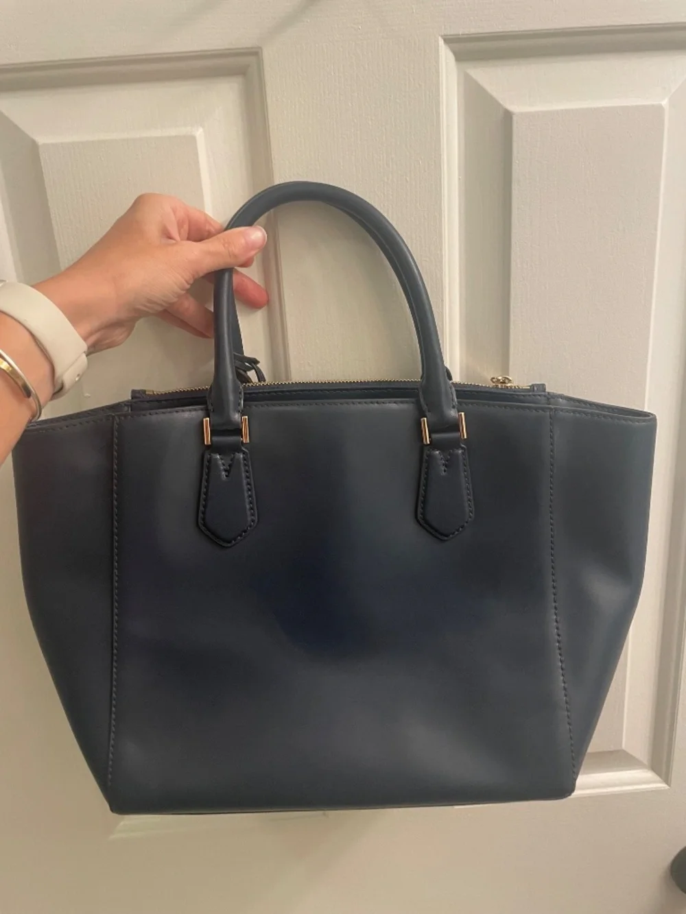 Navy Blue Michael Kors Large Carolyn Tote Satchel
